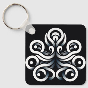 Minimal Zen Sacred Geometric Mandala Abstract Key Ring