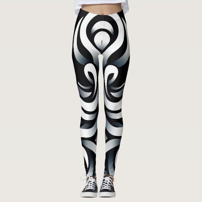 Minimal Zen Sacred Geometric Mandala Abstract Leggings (Front)