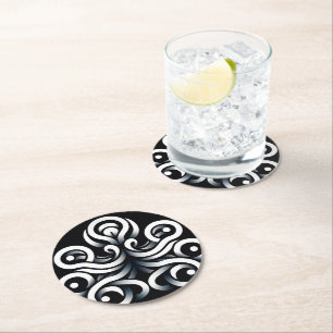 Minimal Zen Sacred Geometric Mandala Abstract Round Paper Coaster