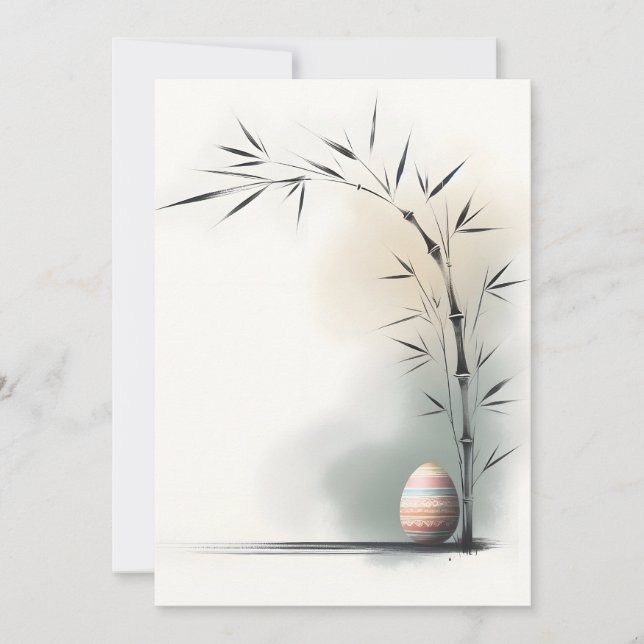 Minimal Zen Spring Bamboo Easter Egg Announcement (Front)