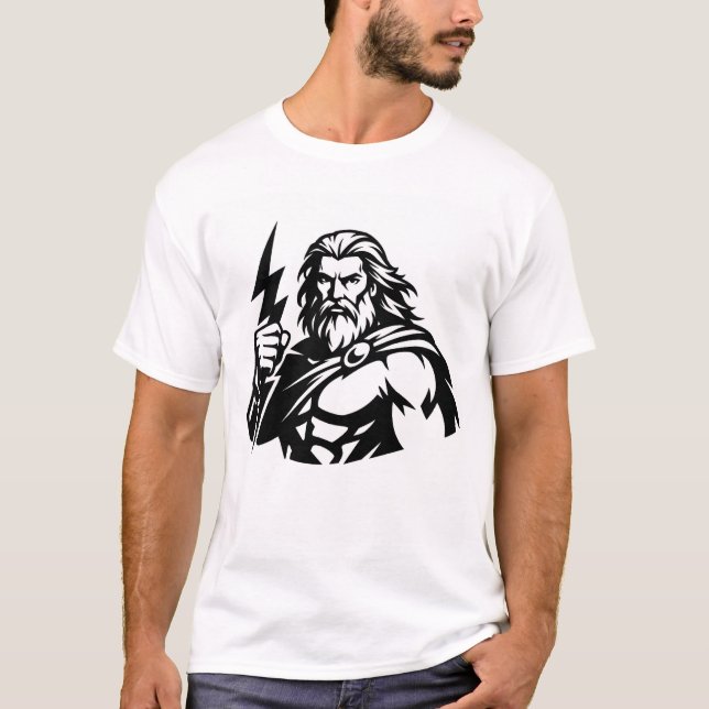 Minimal Zeus in Black & White T-Shirt (Front)