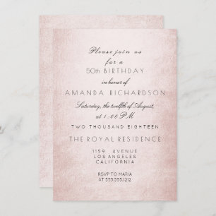 Minimali Delicate Pastel Pink Rose Birthday Invitation