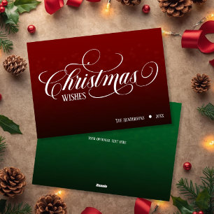 Minimalic Simple Red Green Gradient Typography Holiday Card