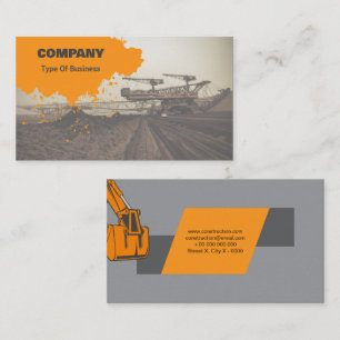 Minimalis graphic clean orange grey contruction business card