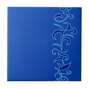 Minimalism Abstract Art Blue Hand Drawing Tile
