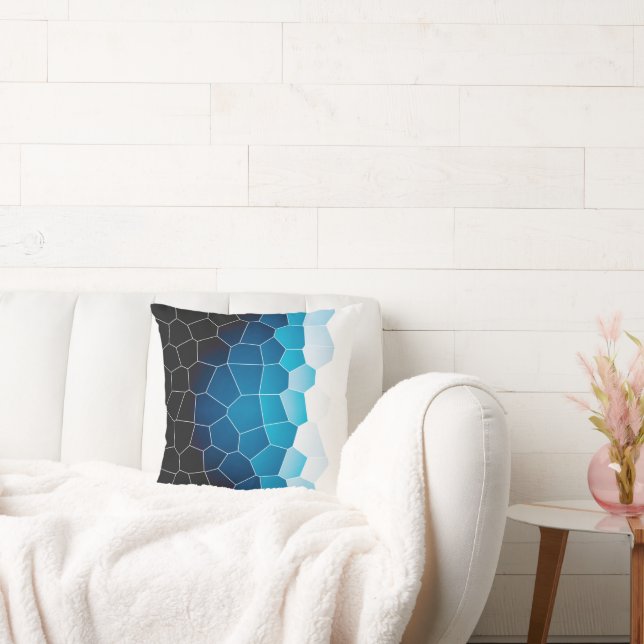 Minimalism Abstract Art Blue White Cells Cushion (Couch)