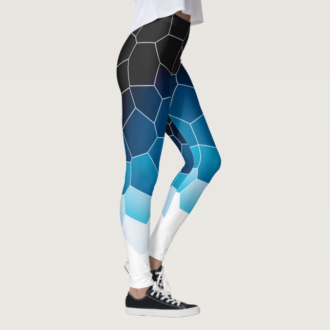 Minimalism Abstract Art Blue White Cells Leggings (Right)