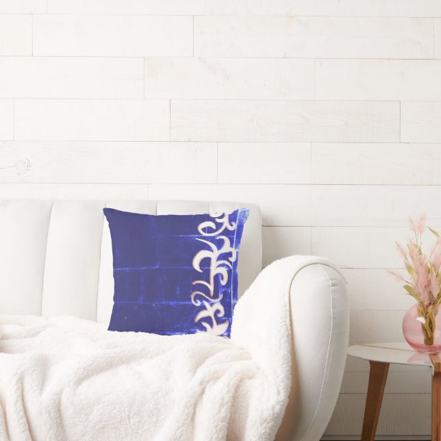 Minimalism Abstract Art Blue White Hand Drawing Cushion (Couch)