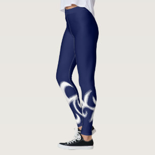 Minimalism Abstract Art Blue White Hand Drawing Leggings