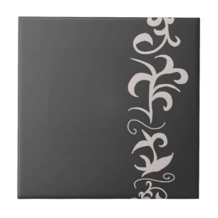 Minimalism Abstract Art Charcoal Grey Hand Drawing Tile