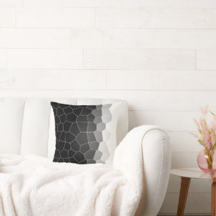 Minimalism Abstract Art Charcoal Grey White Cells Cushion