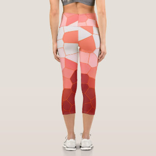 Minimalism Abstract Art Coral Red White Cells Capri Leggings