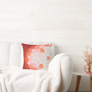 Minimalism Abstract Art Coral Red White Cells Cushion