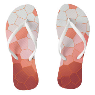 Minimalism Abstract Art Coral Red White Cells Jandals