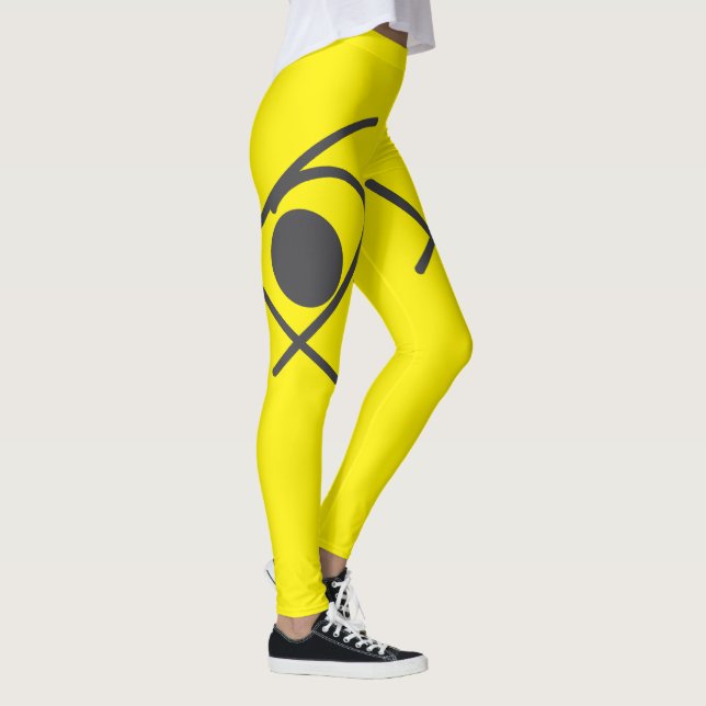 Minimalism Abstract Art Grey And Yellow Leggings (Right)