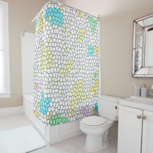 Minimalism Abstract Art Pale Pastel Cells Shower Curtain