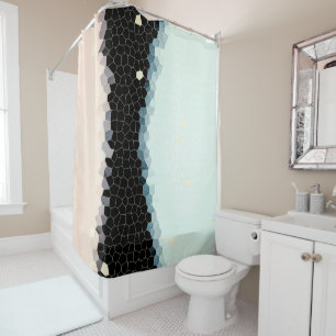 Minimalism Abstract Art Pale Pink Blue Black Shower Curtain