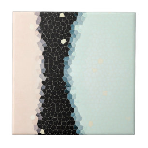 Minimalism Abstract Art Pale Pink Blue Black Tile