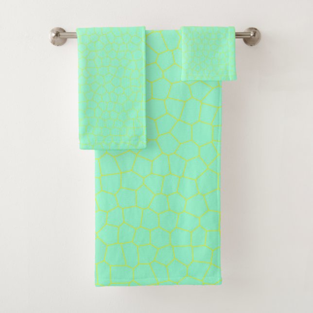 Minimalism Abstract Art Pale Turquoise Green Blue Bath Towel Set (Insitu)