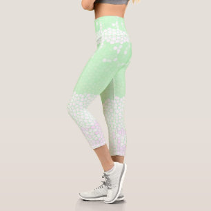 Minimalism Abstract Art Pale Turquoise Green Pink Capri Leggings