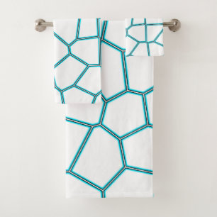 Minimalism Abstract Art Pale Turquoise White Cells Bath Towel Set