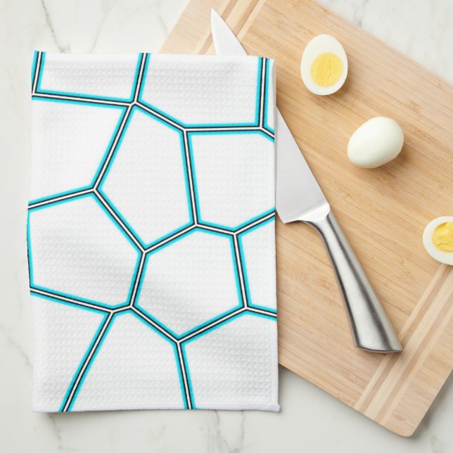 Minimalism Abstract Art Pale Turquoise White Cells Tea Towel (Quarter Fold)