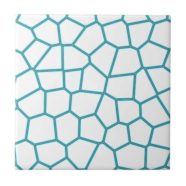 Minimalism Abstract Art Pale Turquoise White Cells Tile (Front)
