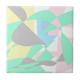 Minimalism Abstract Art Pastel Grey Turquoise Pink Tile