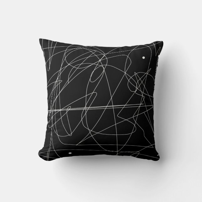 Minimalism Abstract Art Pattern Black White Cushion (Front)