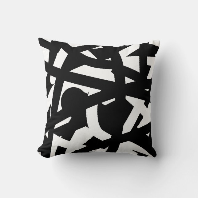 Minimalism Abstract Art Pattern Black White Cushion (Front)