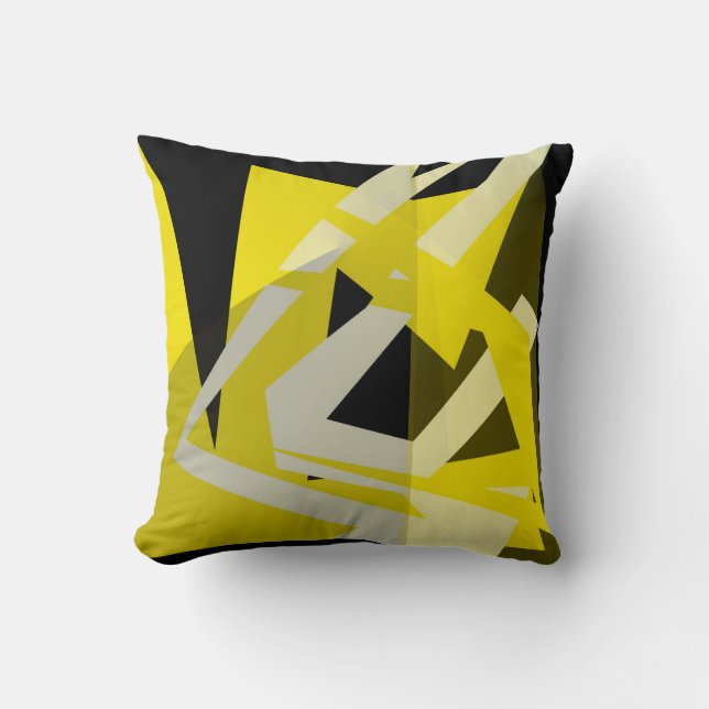 Minimalism Abstract Art Pattern Black White Yellow Cushion (Front)