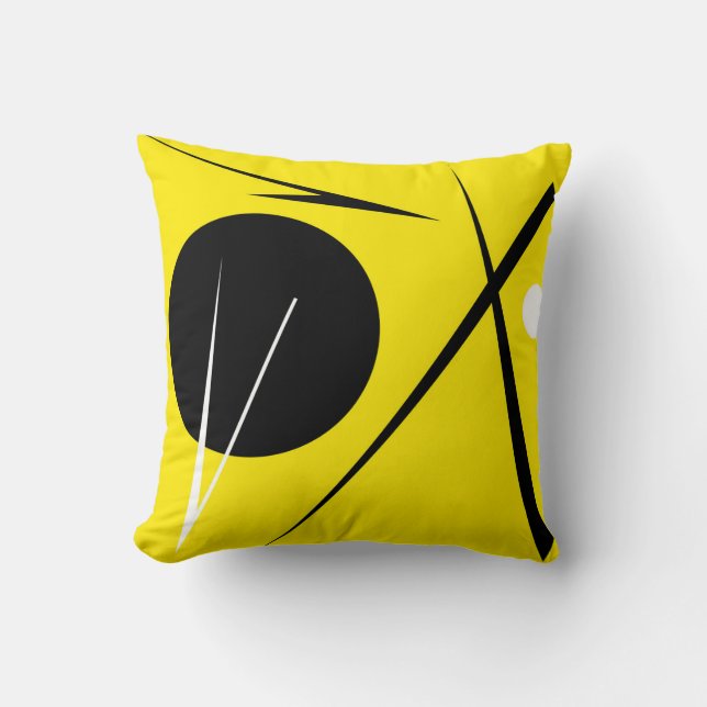 Minimalism Abstract Art Pattern Black Yellow White Cushion (Front)