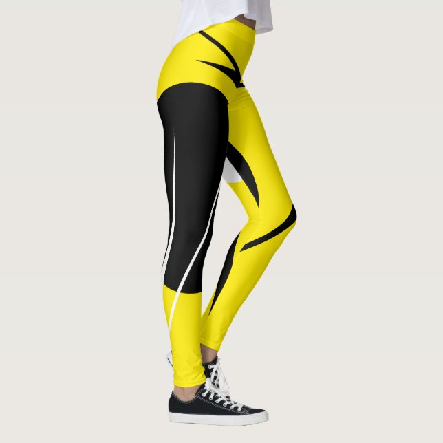 Minimalism Abstract Art Pattern Black Yellow White Leggings (Right)