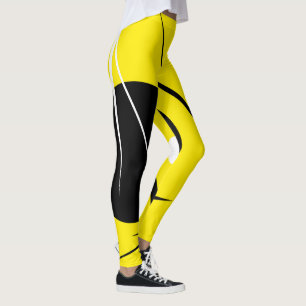 Minimalism Abstract Art Pattern Black Yellow White Leggings