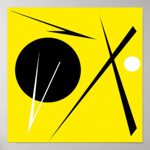 Minimalism Abstract Art Pattern Black Yellow White Poster