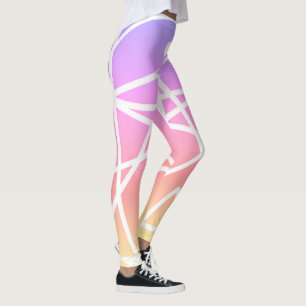 Minimalism Abstract Art Pattern Pink Yellow Leggings