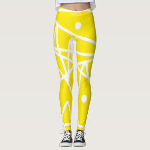 Minimalism Abstract Art Pattern Yellow White Leggings