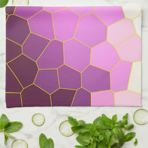 Minimalism Abstract Art Purple Pink White Cells Tea Towel