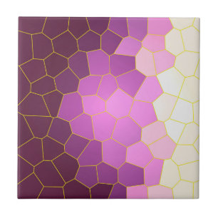 Minimalism Abstract Art Purple Pink White Cells Tile