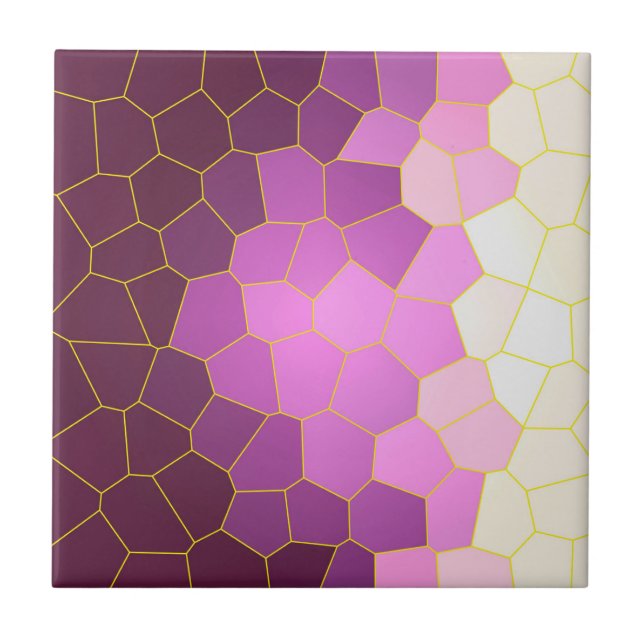 Minimalism Abstract Art Purple Pink White Cells Tile (Front)