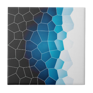 Minimalism Abstract Art Turquoise Blue White Cells Tile
