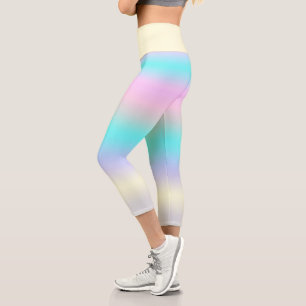 Minimalism Abstract Art Turquoise Pink Pastel Capri Leggings