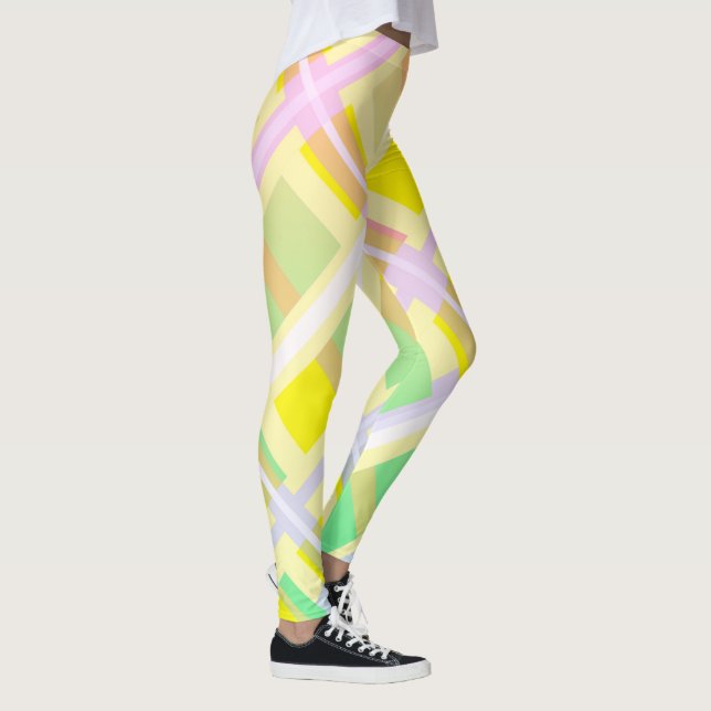 Minimalism Abstract Art Yellow Green Purple Blocks Leggings (Right)
