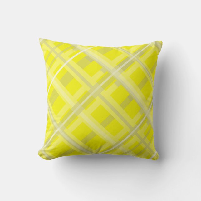 Minimalism Abstract Art Yellow Grey White Blocks Cushion (Front)