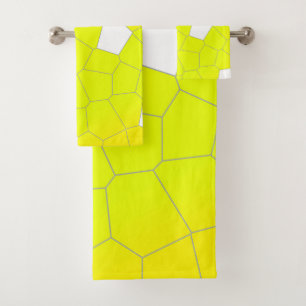 Minimalism Abstract Art Yellow Grey White Cells Bath Towel Set