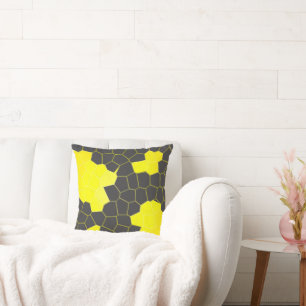 Minimalism Abstract Art Yellow Grey White Cells Cushion