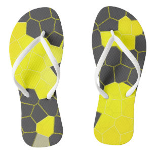 Minimalism Abstract Art Yellow Grey White Cells Jandals