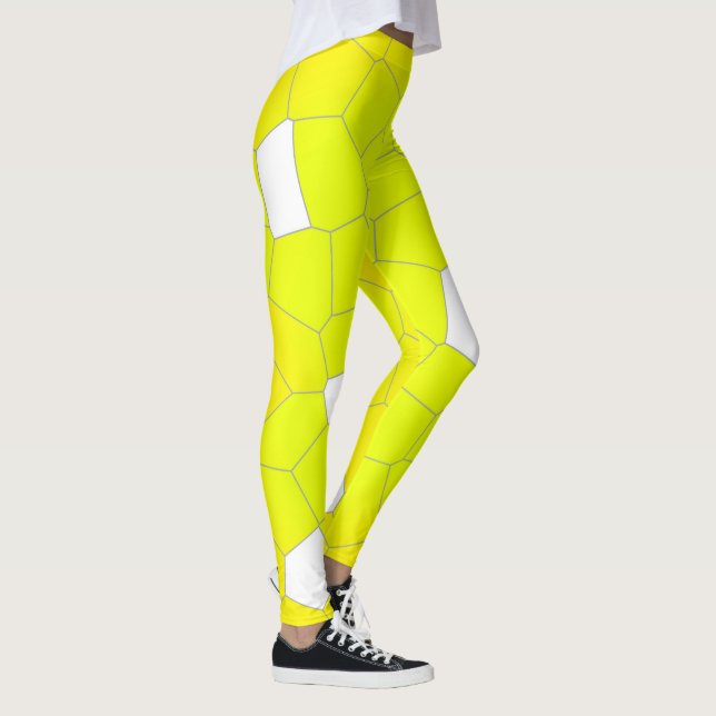 Minimalism Abstract Art Yellow Grey White Cells Leggings (Right)