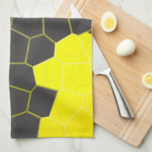 Minimalism Abstract Art Yellow Grey White Cells Tea Towel