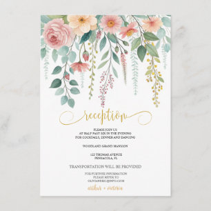 Minimalism and flowers Wedding RECEPTION CARD